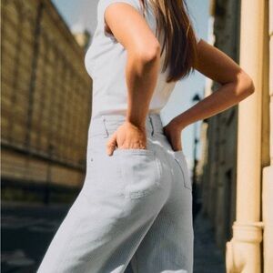 Sézane Le Crop Women's Striped Wide-Leg Jeans